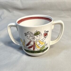 Vintage Rorstrand Appel Pappel Double Handled Child's Mug Sweden MCM